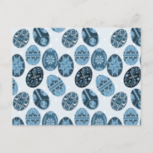 Ukrainan Easter eggs blue pattern Feiertagspostkarte