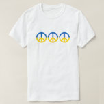 Ukraine 3 Friedenszeichen Blaugelbe Flagge T-Shirt<br><div class="desc">Frieden für die Ukraine 💙 💛</div>