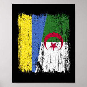 Ukraine Algerien Halbe Flagge Ukrainischer Algeris Poster