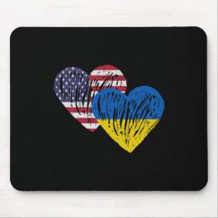 Ukraine Amerikanische Flagge Liebe Herz Mousepad