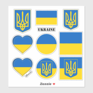 Ukraine-Aufkleber und ukrainische Flagge, Herz/Spo Aufkleber