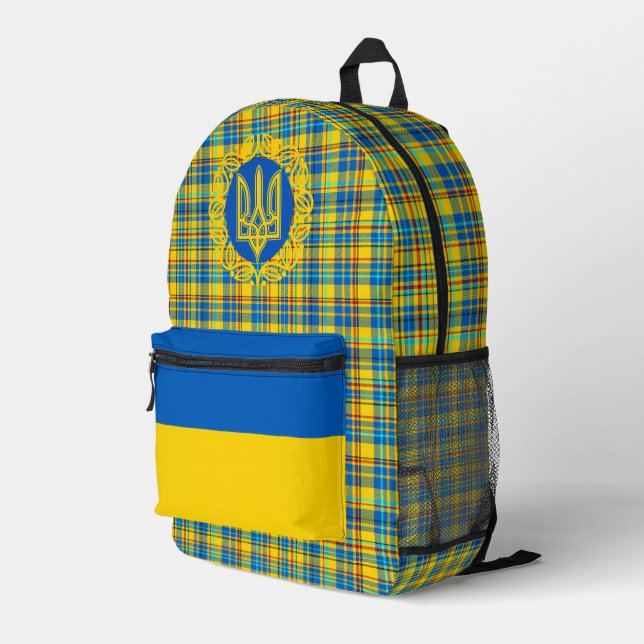 Ukraine-Beutel, ukrainischer Fahne-Rucksack, Tryzu Bedruckter Rucksack (Rückseitige Ecke Rechts)