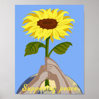 Ukraine "blau gelb" Friedenssonnenblume farbig Poster