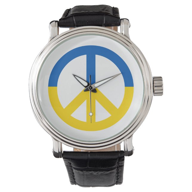 Ukraine Blaue gelbe Fahne Symbol Zeichen Armbanduhr (Vorderseite)
