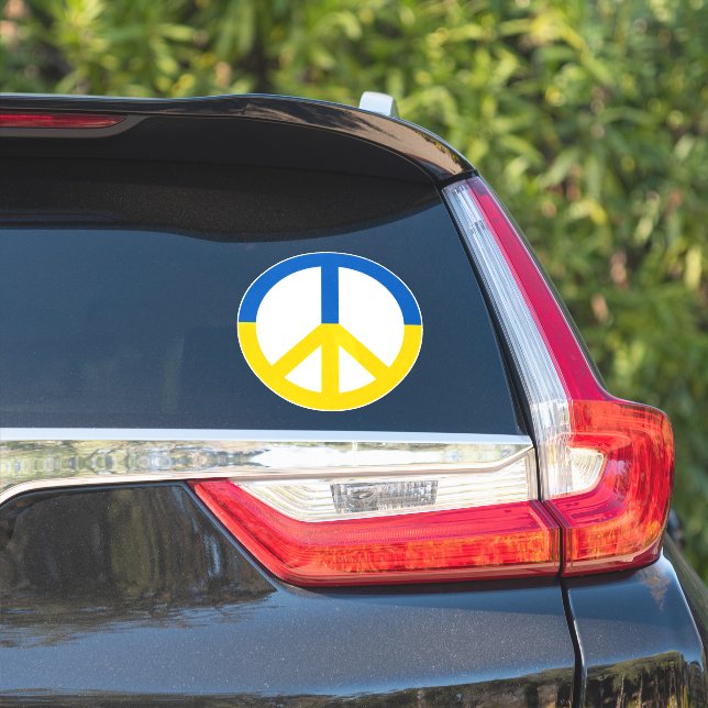 Ukraine Blaue gelbe Flag Farben Friedenszeichen Ze Aufkleber (Auto Seite)