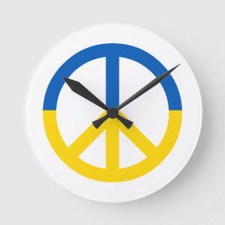 Ukraine Blaue gelbe Flag Farben Friedenszeichen Ze Runde Wanduhr
