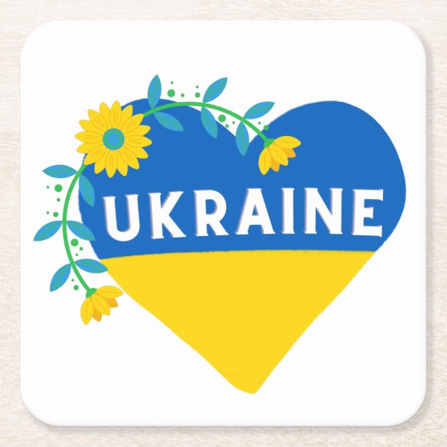 Ukraine Blume Herz Rechteckiger Pappuntersetzer (Vorderseite)