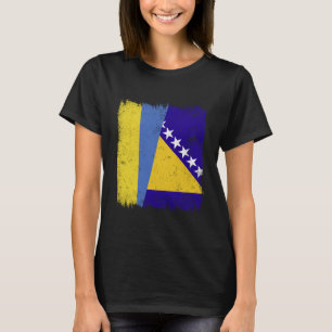 Ukraine Bosnien und Herzegowina Halbe Flagge T-Shirt