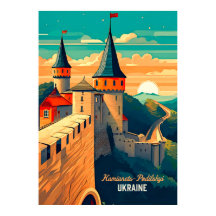 Ukraine Burg Flach Illustration Fernweh