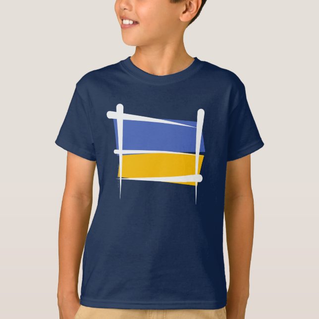 Ukraine-Bürsten-Flagge T-Shirt (Vorderseite)