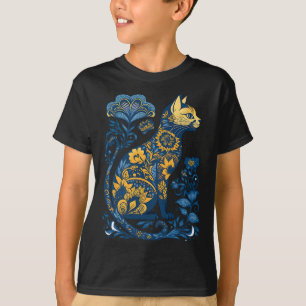 Ukraine Cat floral Vintag ukrainische Flagge und V T-Shirt