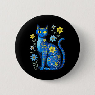 Ukraine Chat Floral Vintag ukrainische Flagge Vysh Button