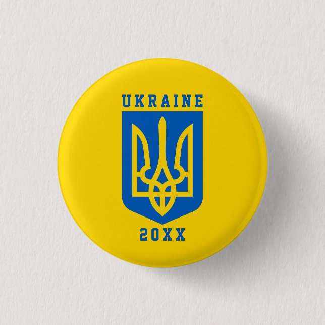 UKRAINE Coat of Arms and Year on YELLOW Button (Vorderseite)
