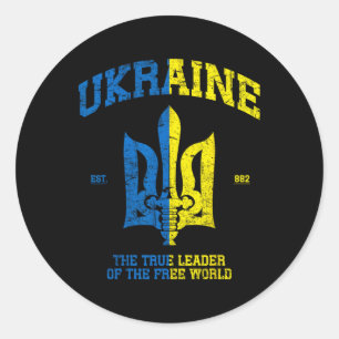 Ukraine Der Führer Der Freien Welt Vintage Ukraine Runder Aufkleber