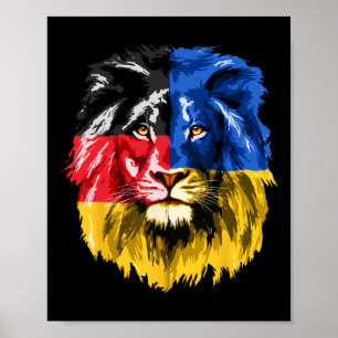 Ukraine Deutschland Flagge Löwe Deutschland Ukrain Poster