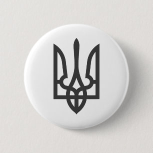 Ukraine-Dreizack-Flagge dunkel auf schwarzem dezen Button
