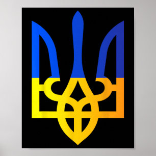 Ukraine Dreizack Nationales Symbol Ukrainische Fla Poster