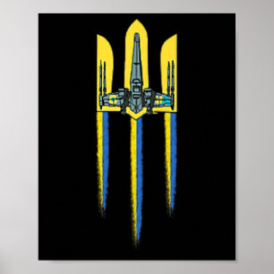 Ukraine-Dreizack-Tryzub-Symbol-Wappen-Ukrainisches Poster