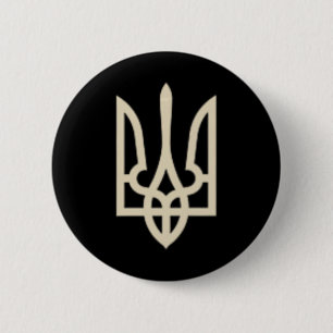 Ukraine Dreizack Ukrainisches Wappen Flagge Button
