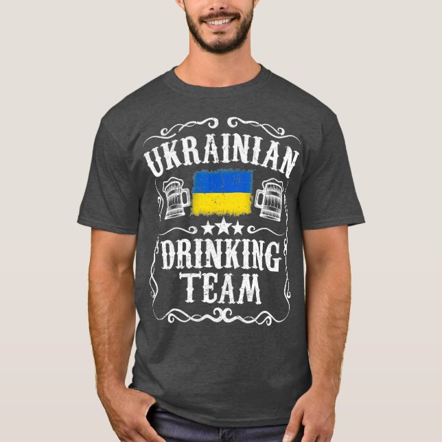 Ukraine Drinking Team Funny Ukraine Flag Beer T-Shirt (Vorderseite)