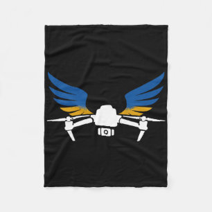 Ukraine Drohne Patriotische Ukrainische Fpv Liebha Fleecedecke