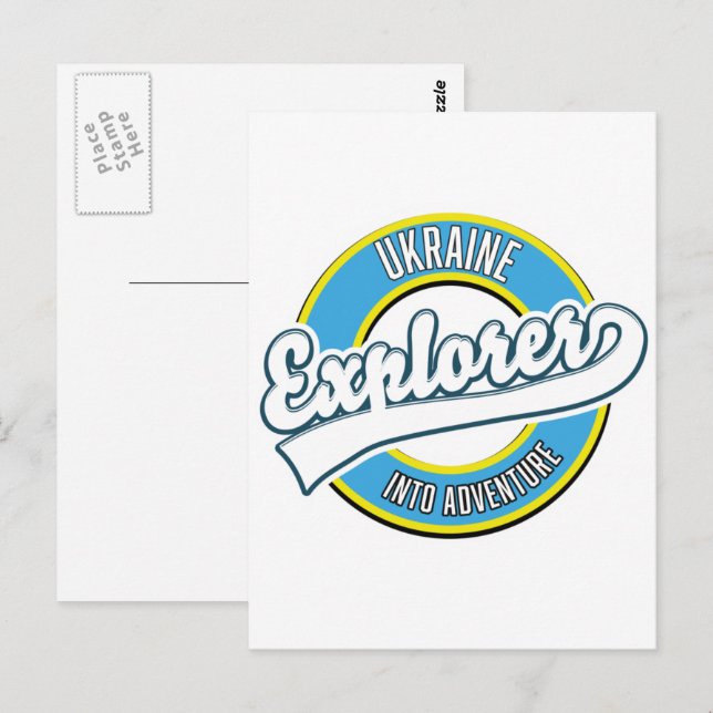 Ukraine Entdecker in Abenteuer Logo. Postkarte (Vorne/Hinten)