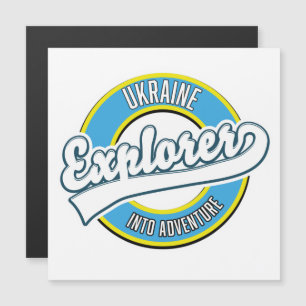 Ukraine-Entdecker-Logo für Abenteuer. Magnetkarte