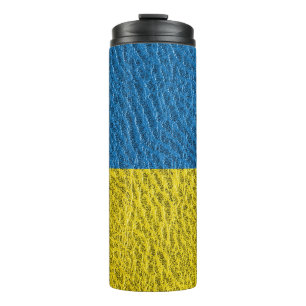 Ukraine-Fahne auf Leder Thermosbecher