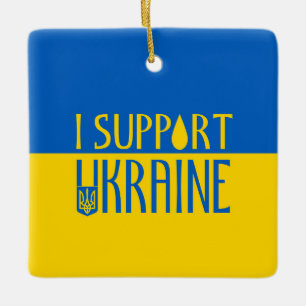Ukraine-Fahne Gelbe blaue Unterlage Teardrop-Emble Keramikornament