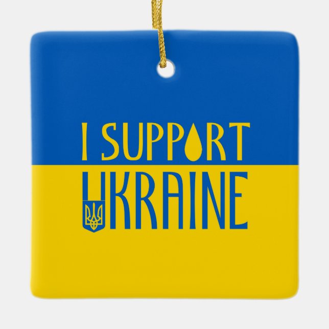Ukraine-Fahne Gelbe blaue Unterlage Teardrop-Emble Keramikornament (Vorderseite)