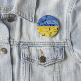 Ukraine-Fahne gelbe Holzstruktur Button