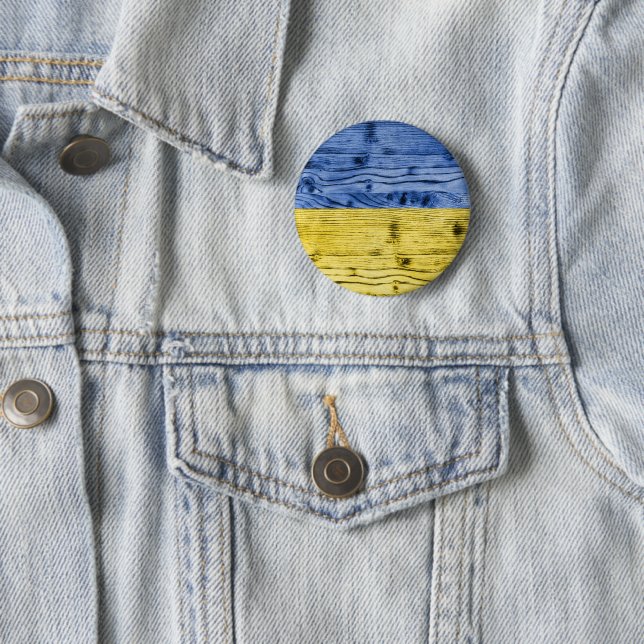 Ukraine-Fahne gelbe Holzstruktur Button (Beispiel)