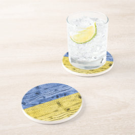 Ukraine-Fahne gelbe Holzstruktur Getränkeuntersetzer