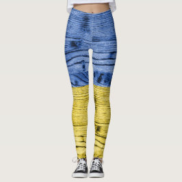 Ukraine-Fahne gelbe Holzstruktur Leggings