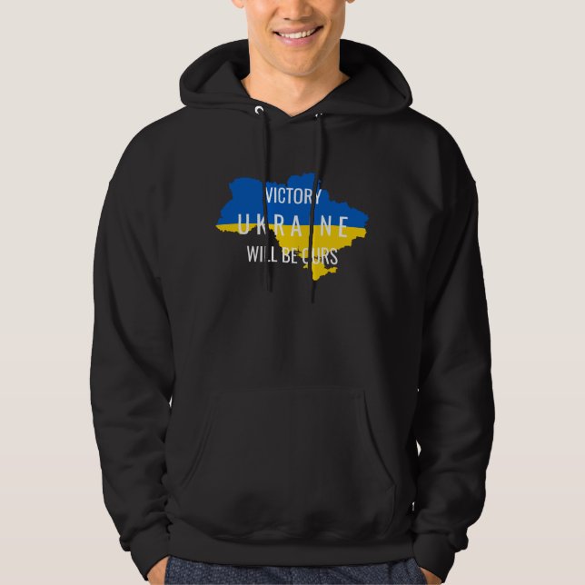 Ukraine Farben Sieg Overlay Black Hoodie (Vorderseite)