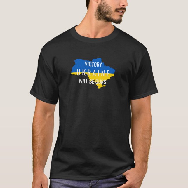 Ukraine Farben Sieg Overlay Schwarzer T - Shirt (Vorderseite)