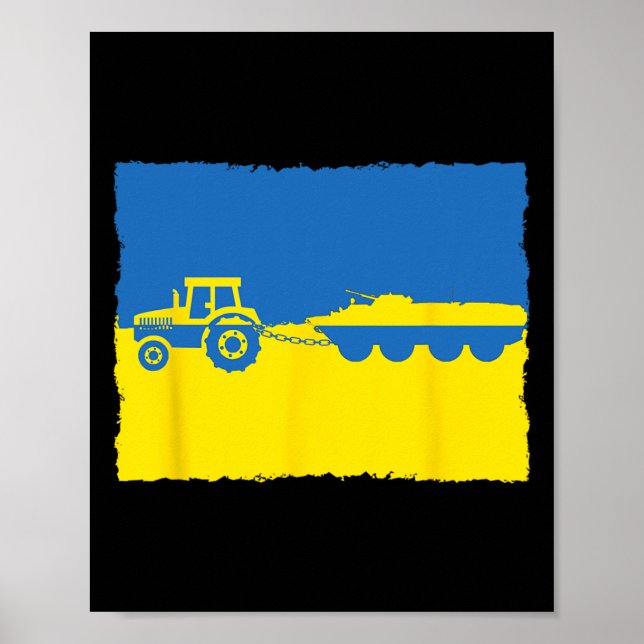 Ukraine Farmer Tractor Stealing A Russian Tank Fun Poster (Vorne)