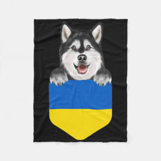 Ukraine Flag Alaskan Malamute Dog In Pocket  Fleecedecke