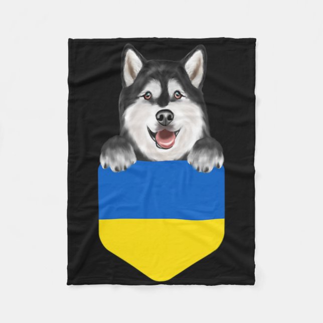 Ukraine Flag Alaskan Malamute Dog In Pocket  Fleecedecke (Vorderseite)