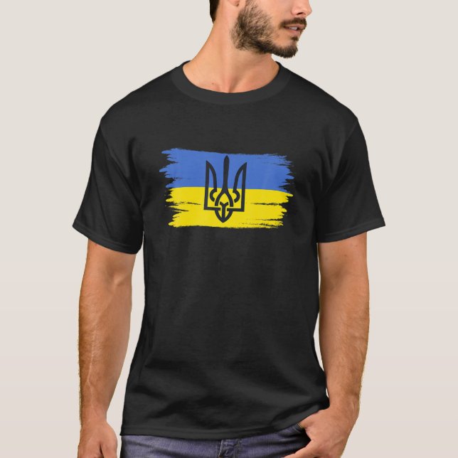 Ukraine Flag Amerikanische Flagge Unterstützung Uk T-Shirt (Vorderseite)