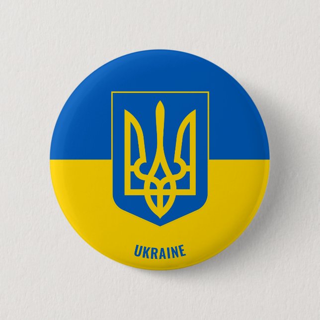 Ukraine Flag and Coat of Arms Charming Patriotic Button (Vorderseite)