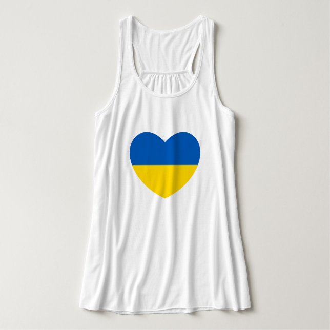 Ukraine Flag Blau und Gelb Herz Tank Top (Design Vorderseite)