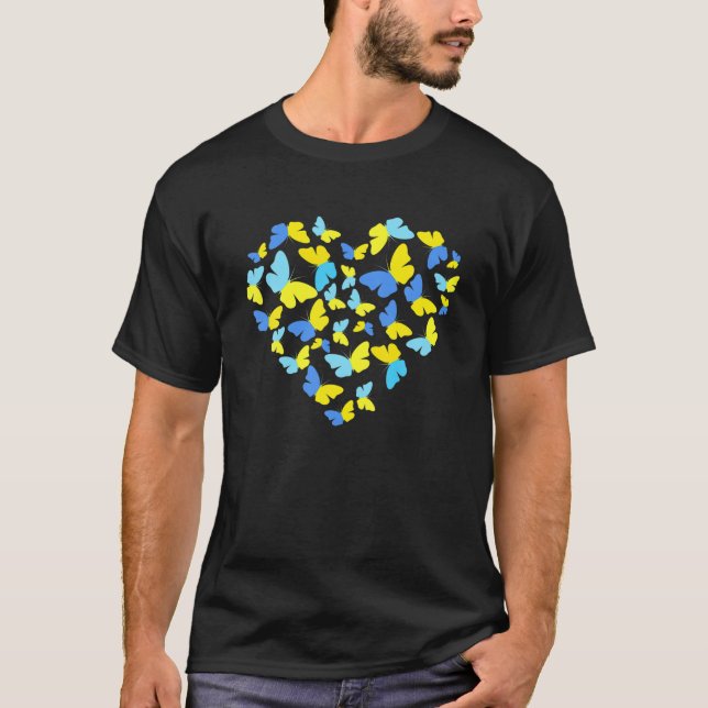 Ukraine Flag Butterfly Herzstück Vintag Ukrainisch T-Shirt (Vorderseite)
