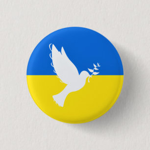 Ukraine Flag Button Peace Dove Freedom Ukraine