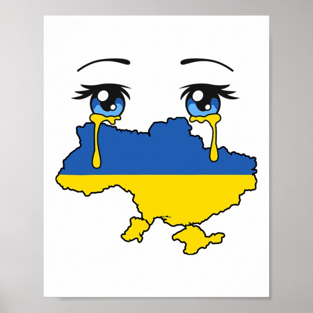 Ukraine Flag Crying Tears For Ukraine  Poster (Vorne)