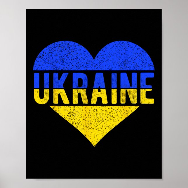 Ukraine Flag Design - Heart  Poster (Vorne)