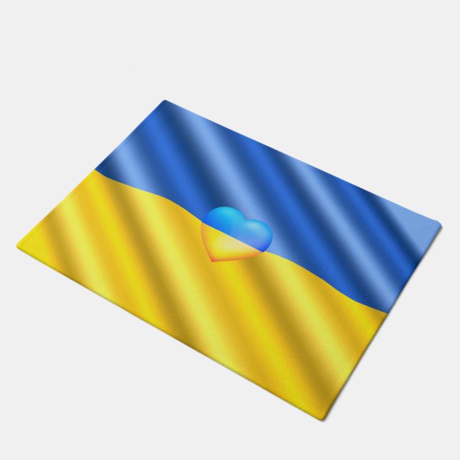 Ukraine Flag Doormat - Freiheit Fußmatte (Schrägansicht)