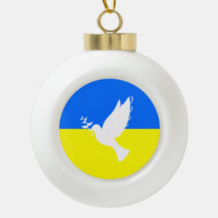 Ukraine Flag Frieden Dove Weihnachtsschmuck Freihe Keramik Kugel-Ornament