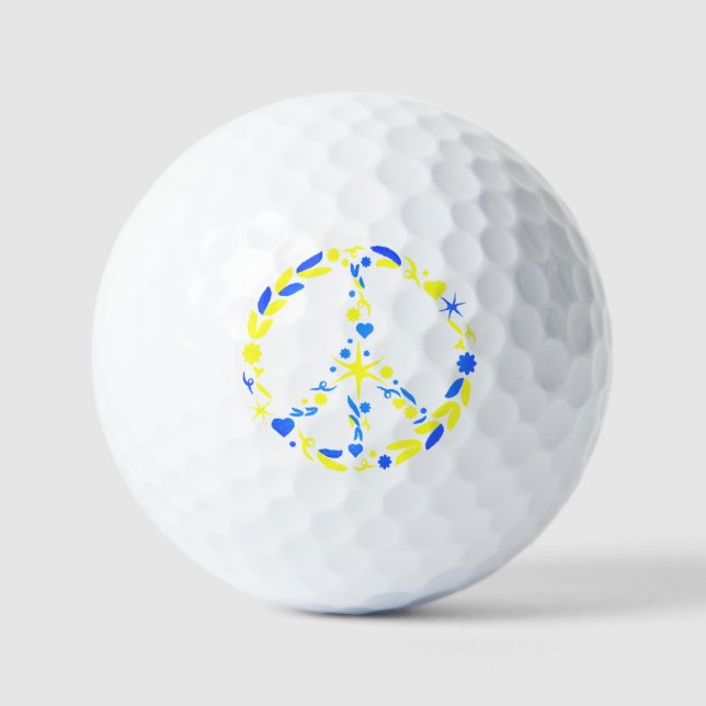 Ukraine Flag Golf Balls Peace Symbol - Freiheit Golfball (Vorderseite)