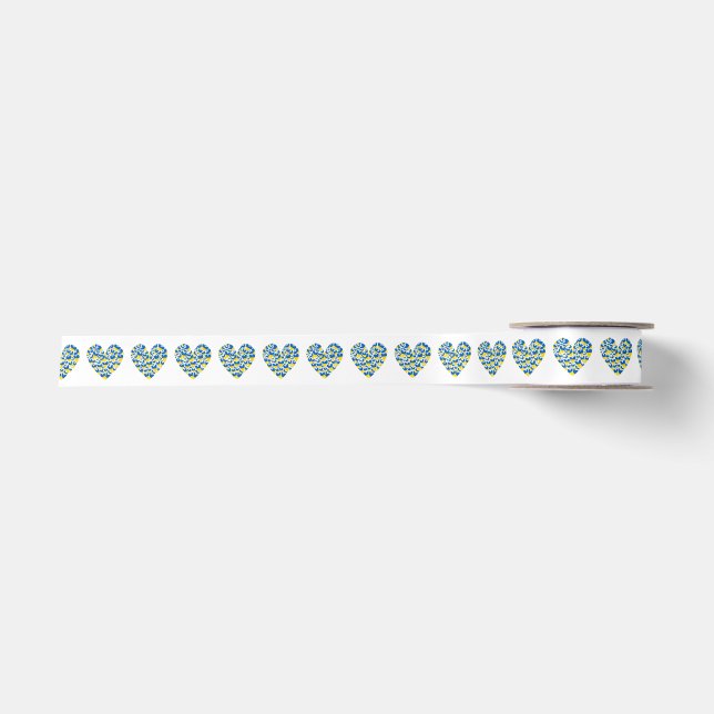 Ukraine Flag in Hearts Satinband (Vorderseite)